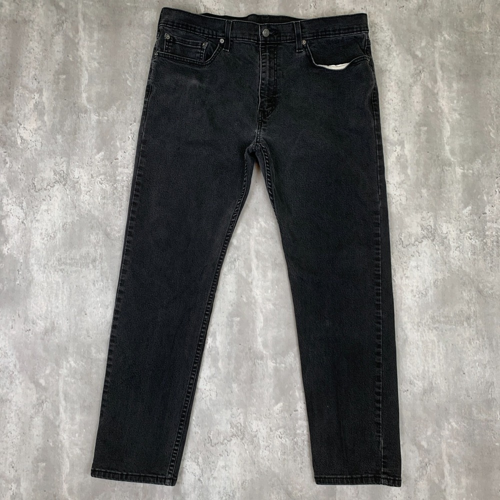 Levis 502 Jeans Mens 30x32 Black Regular Tapered‎ Low Rise Dark Wash Denim Faded